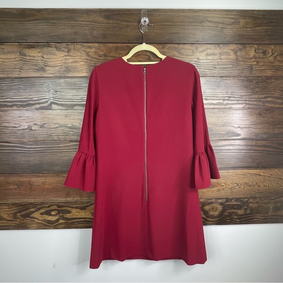 Alice + Olivia Coley Crewneck Ruffle-Sleeve Short Dress In Claret New Size 8 - Picture 4 of 8
